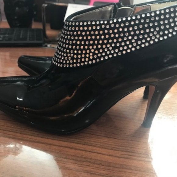 Fantasy brand Black Patent and Rhinestone Booties - Picture 2 of 5